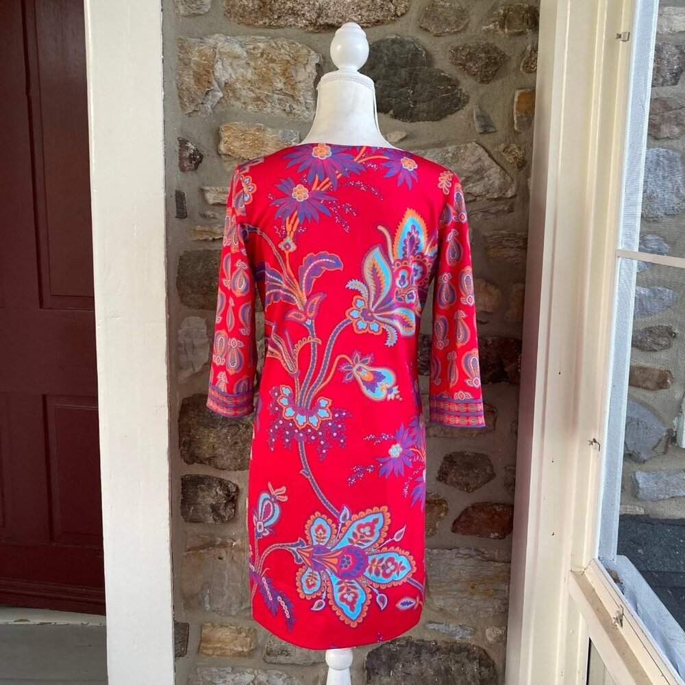 🌟Gretchen Scott Jersey Elemental Dress Queenie‎ Red Floral Womens Small - Picture 8 of 12